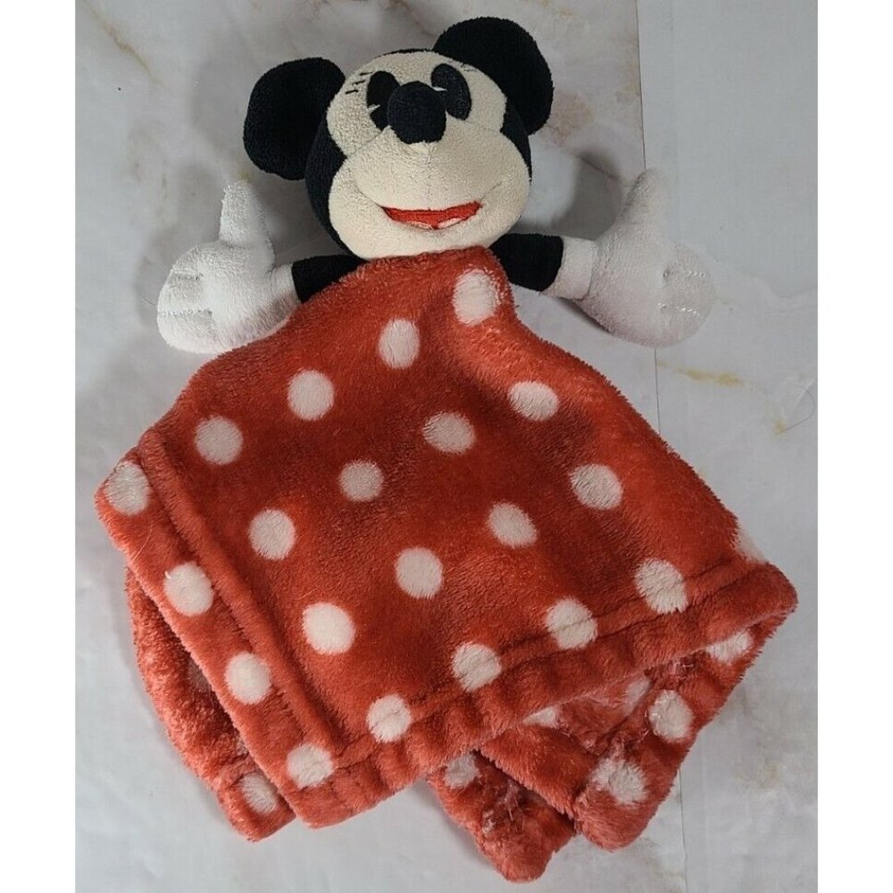 Disney Lovey Plush Minnie Mouse Junk Food Soft Security Blanket Polka Dot Red